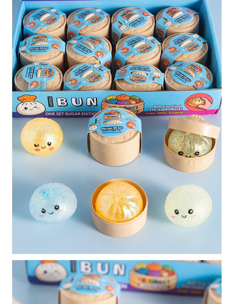 Cartoon Smiley Face Bun Shaped TPR Stress Relief Squishy Toy