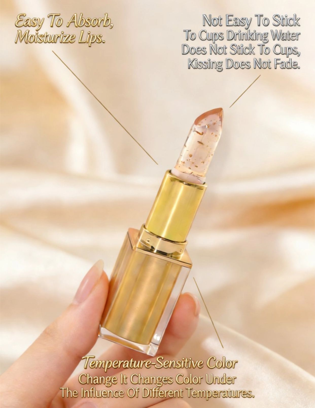 Gold foil thermochromic lipstick