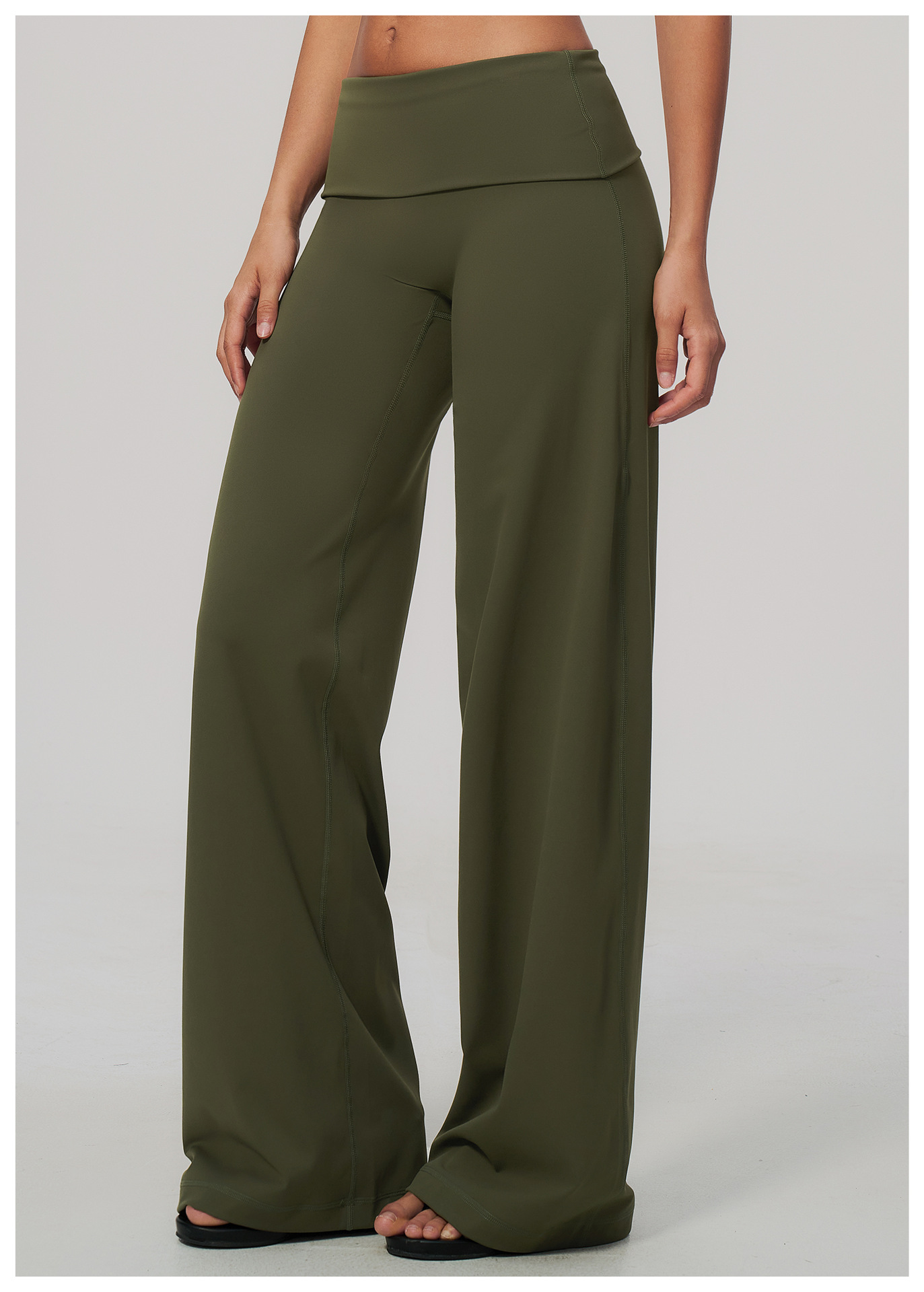 Women's Brushed Fold-Over Waist Wide-Leg Pants