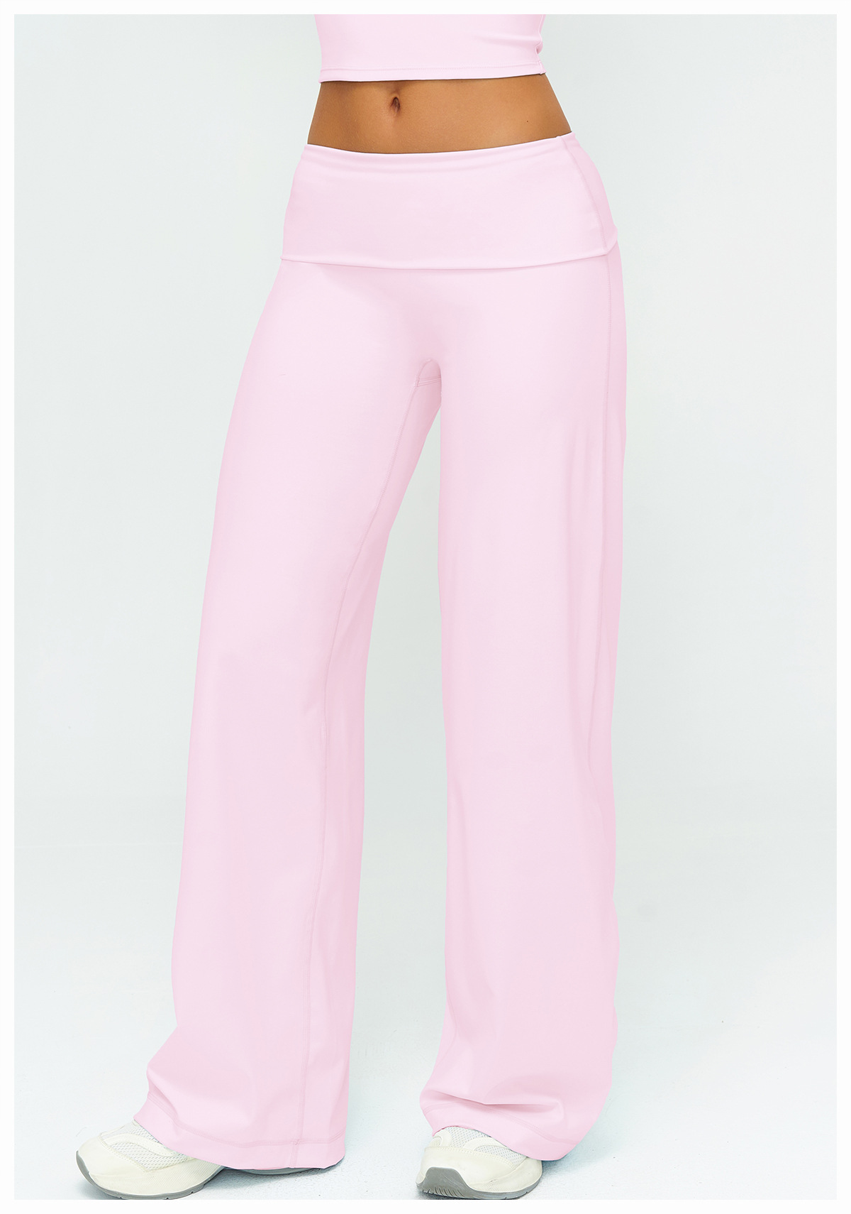 Women's Brushed Fold-Over Waist Wide-Leg Pants