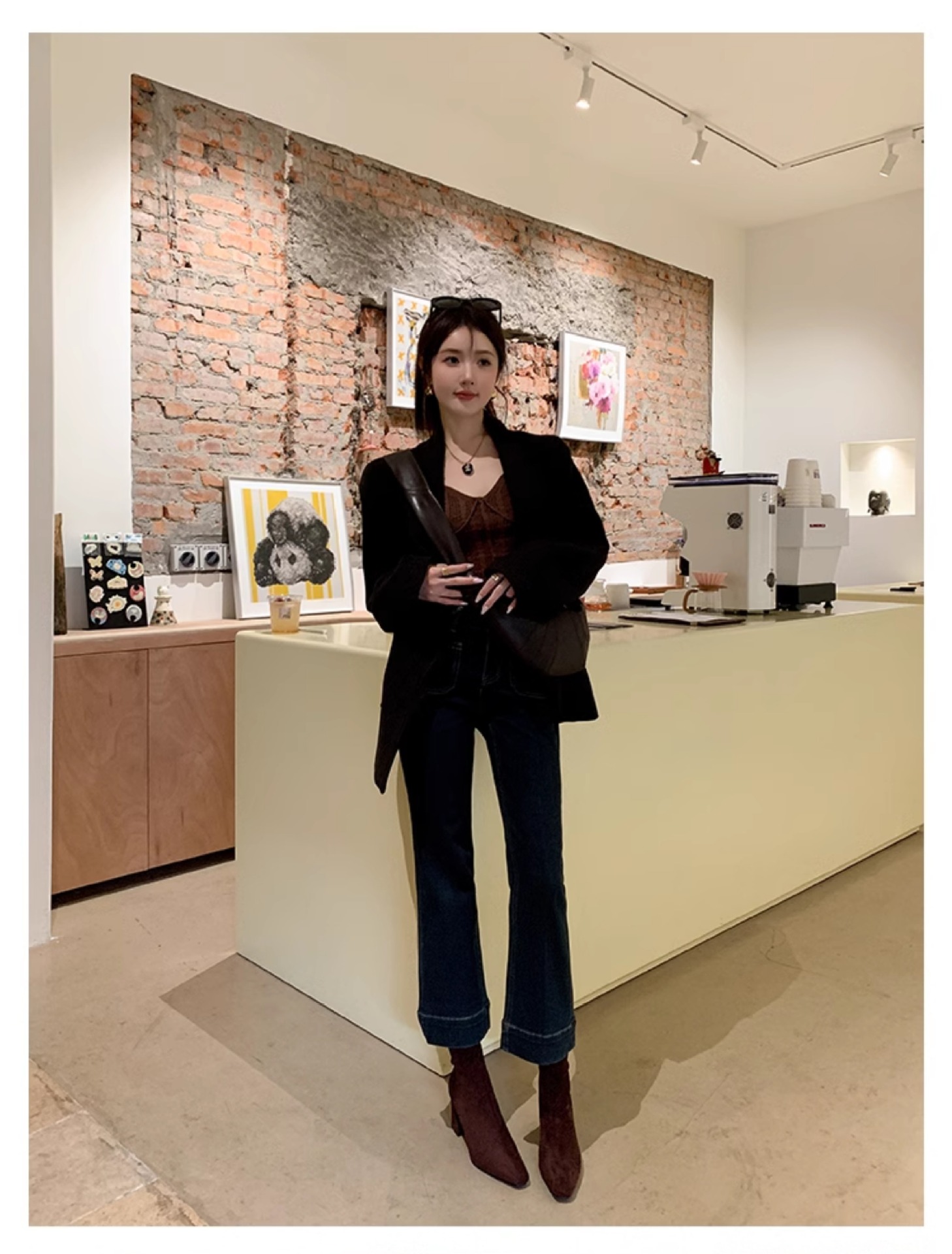 Women Suede Square Toe Thick Heel Back Zipper Short Boots