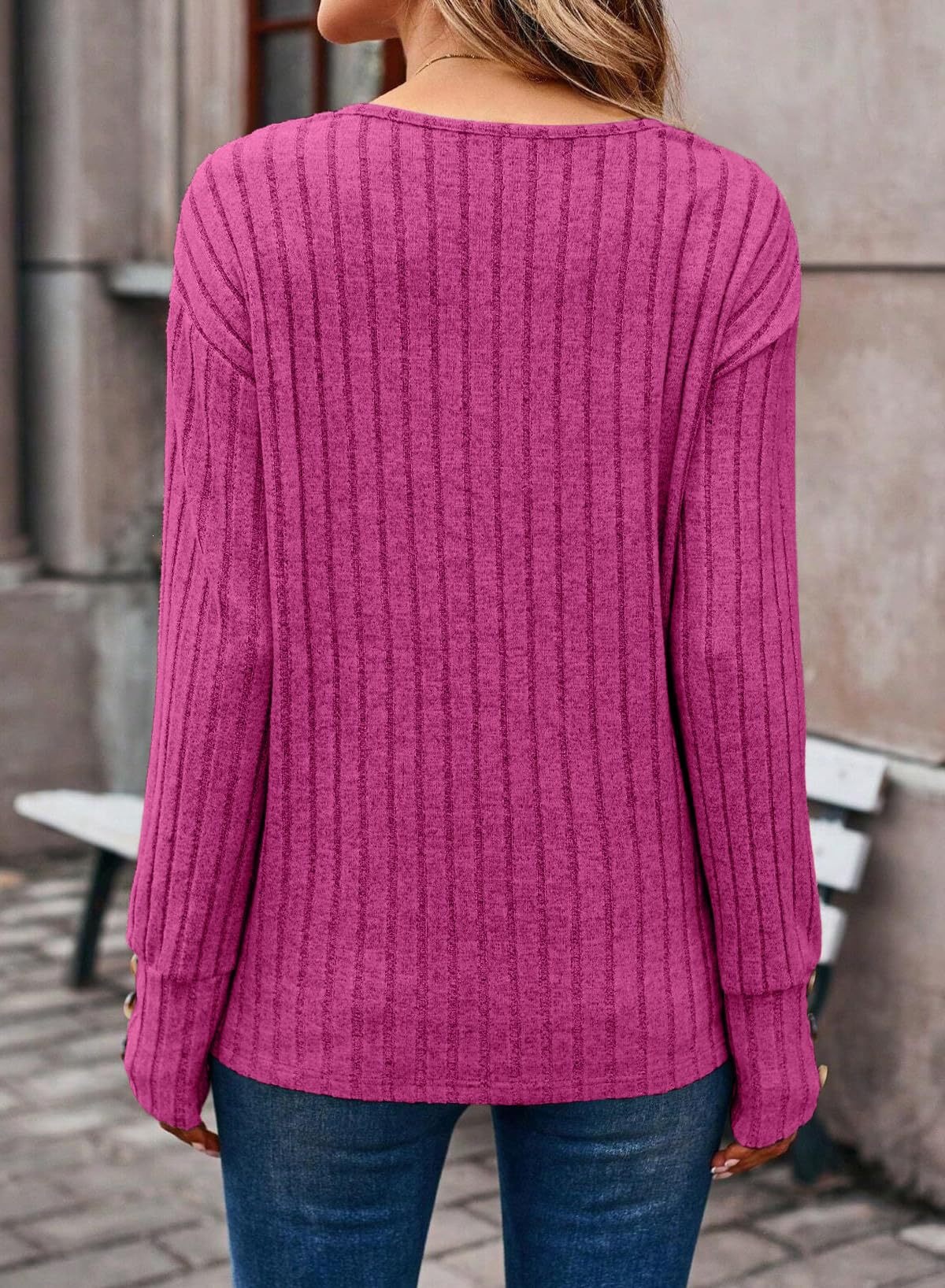 Women's long sleeve V-neck shirt