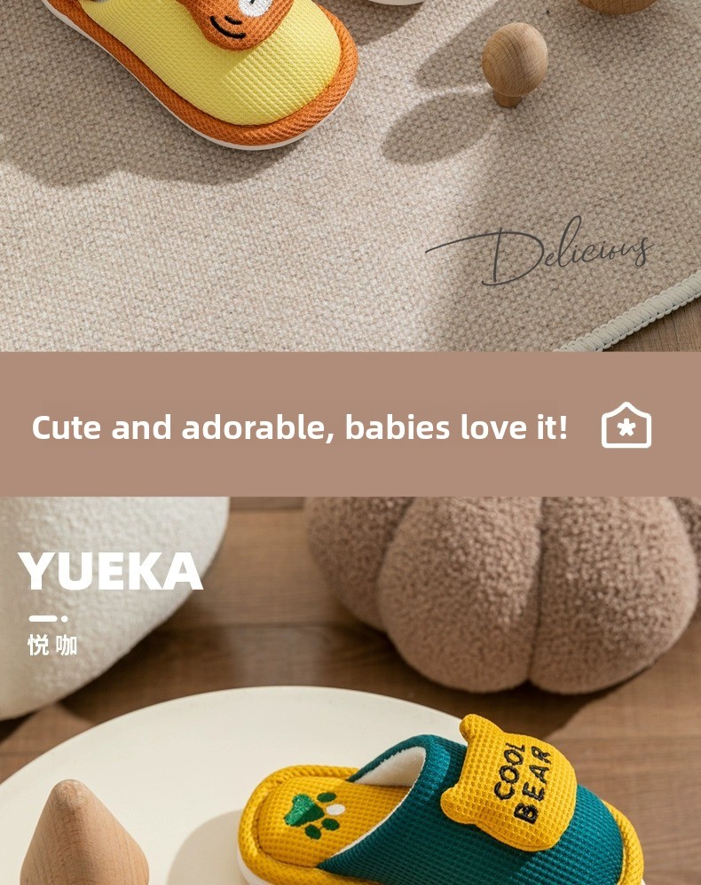 Cute Animal Plush Cotton Slippers Non-Slip Warm Indoor Home Slippers for Kids Unisex