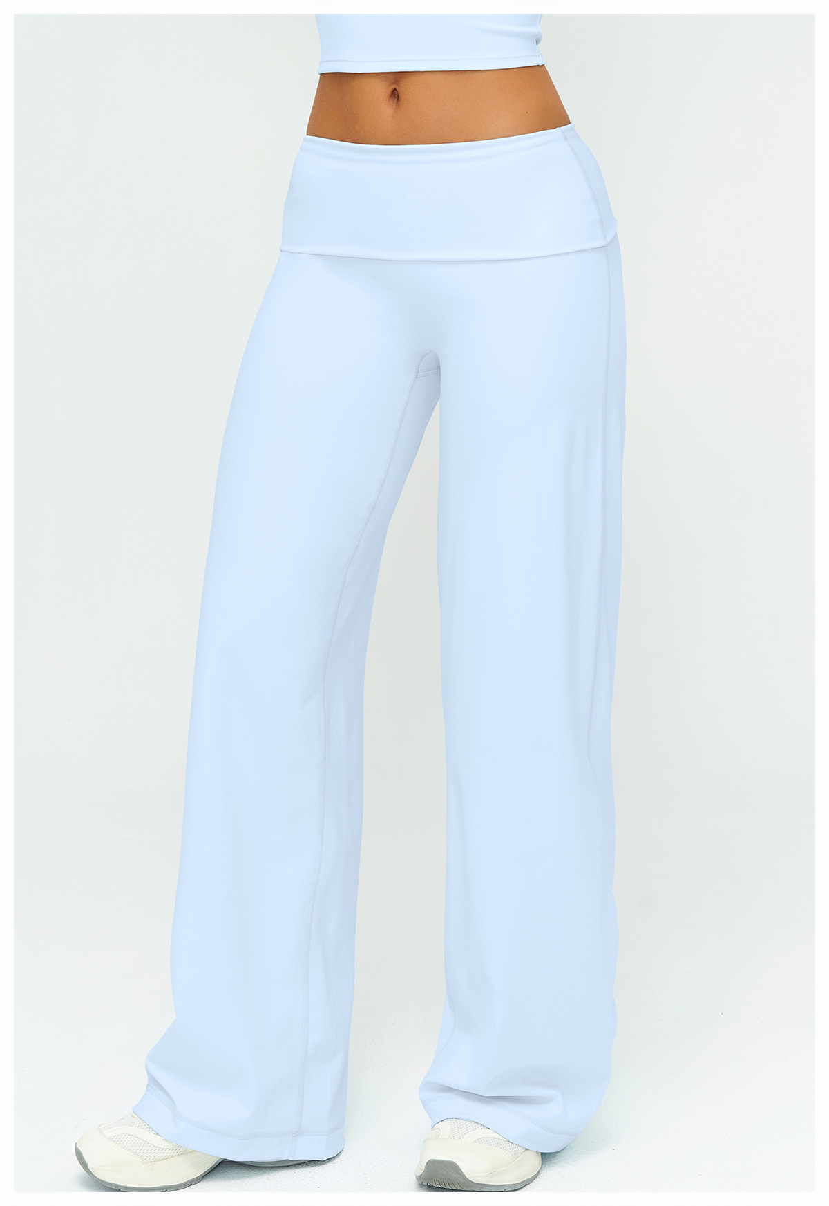 Women's Brushed Fold-Over Waist Wide-Leg Pants