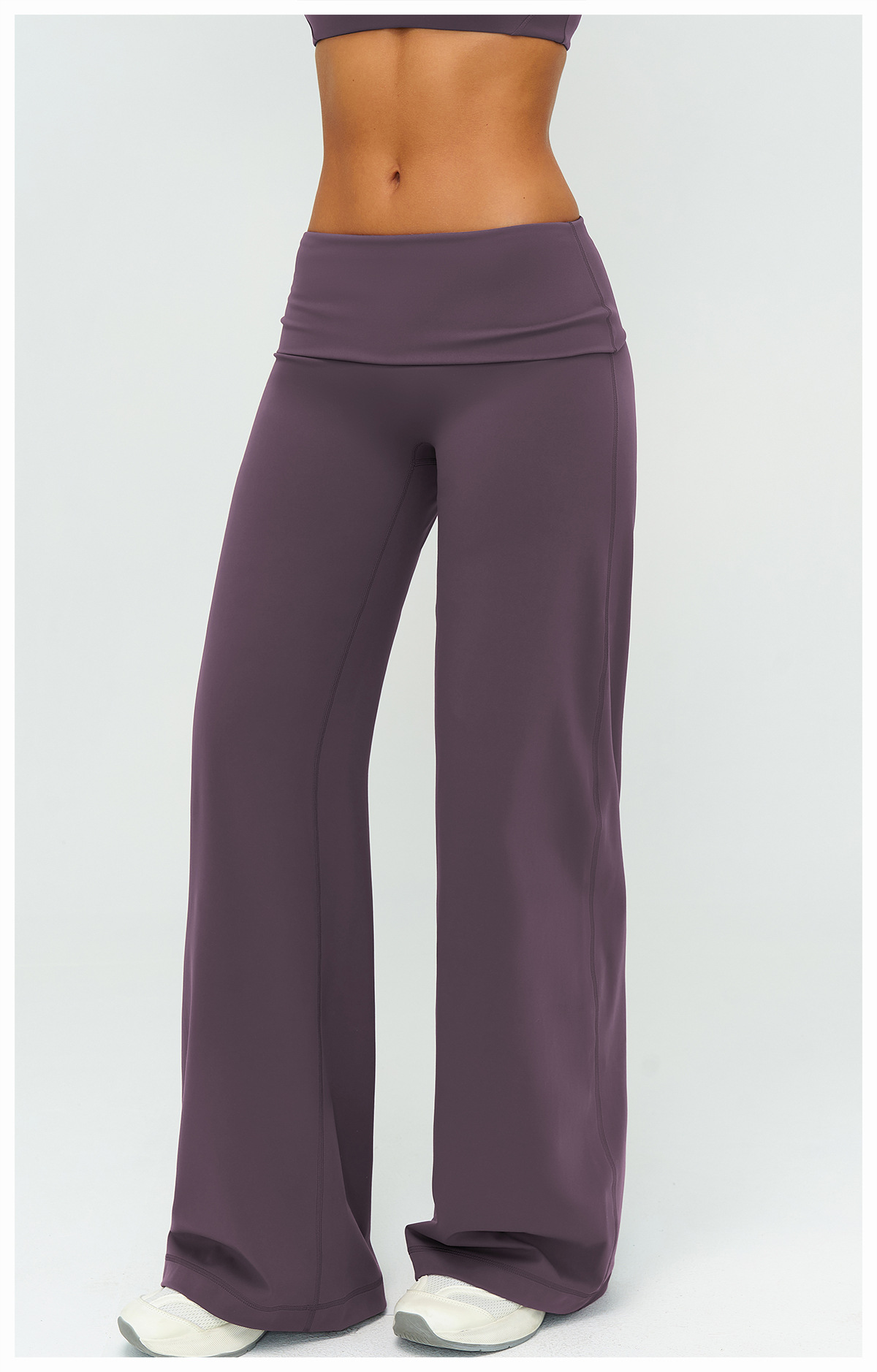 Women's Brushed Fold-Over Waist Wide-Leg Pants