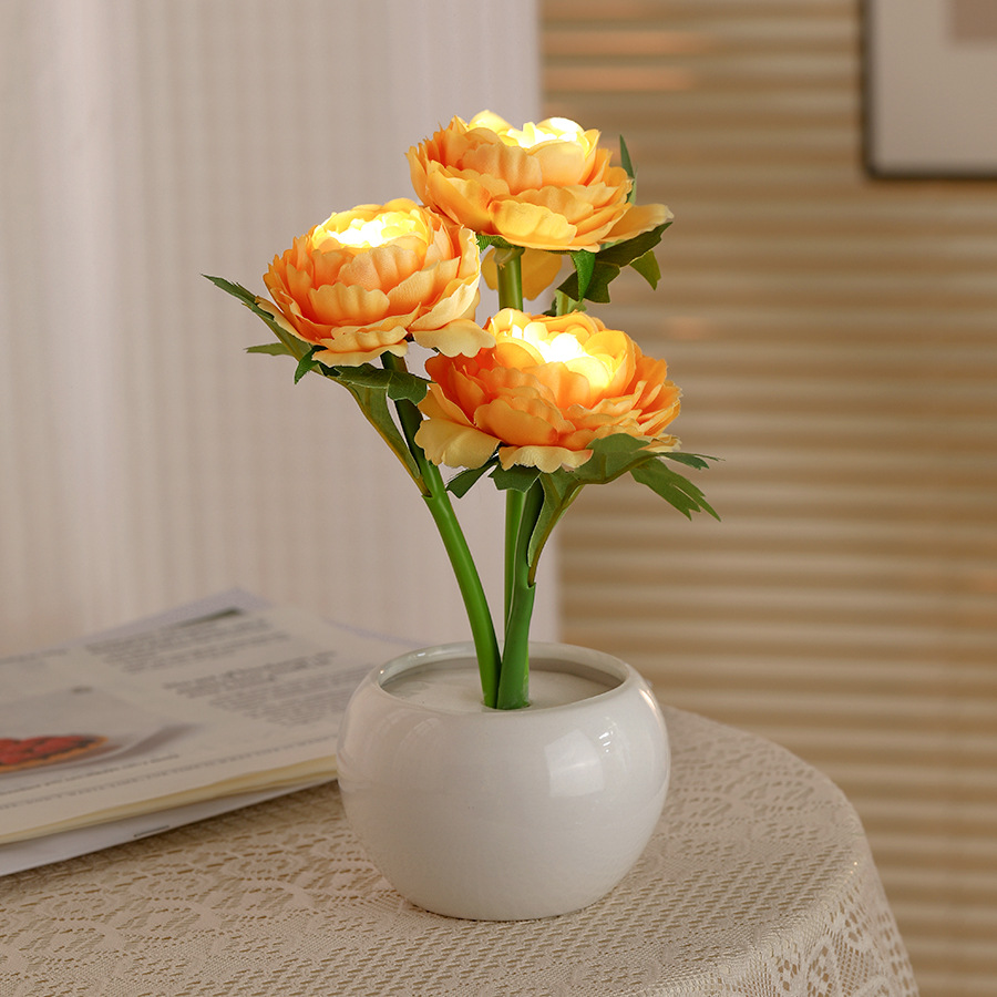 Ceramic Plug-In Artificial Flower Night Light