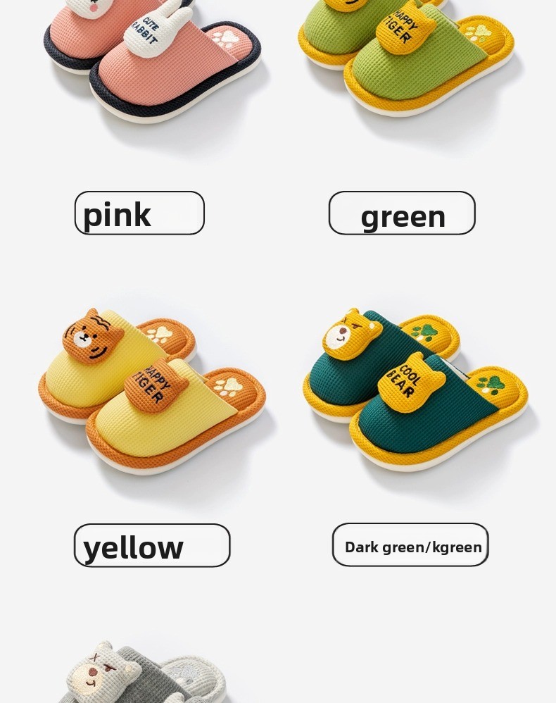 Cute Animal Plush Cotton Slippers Non-Slip Warm Indoor Home Slippers for Kids Unisex