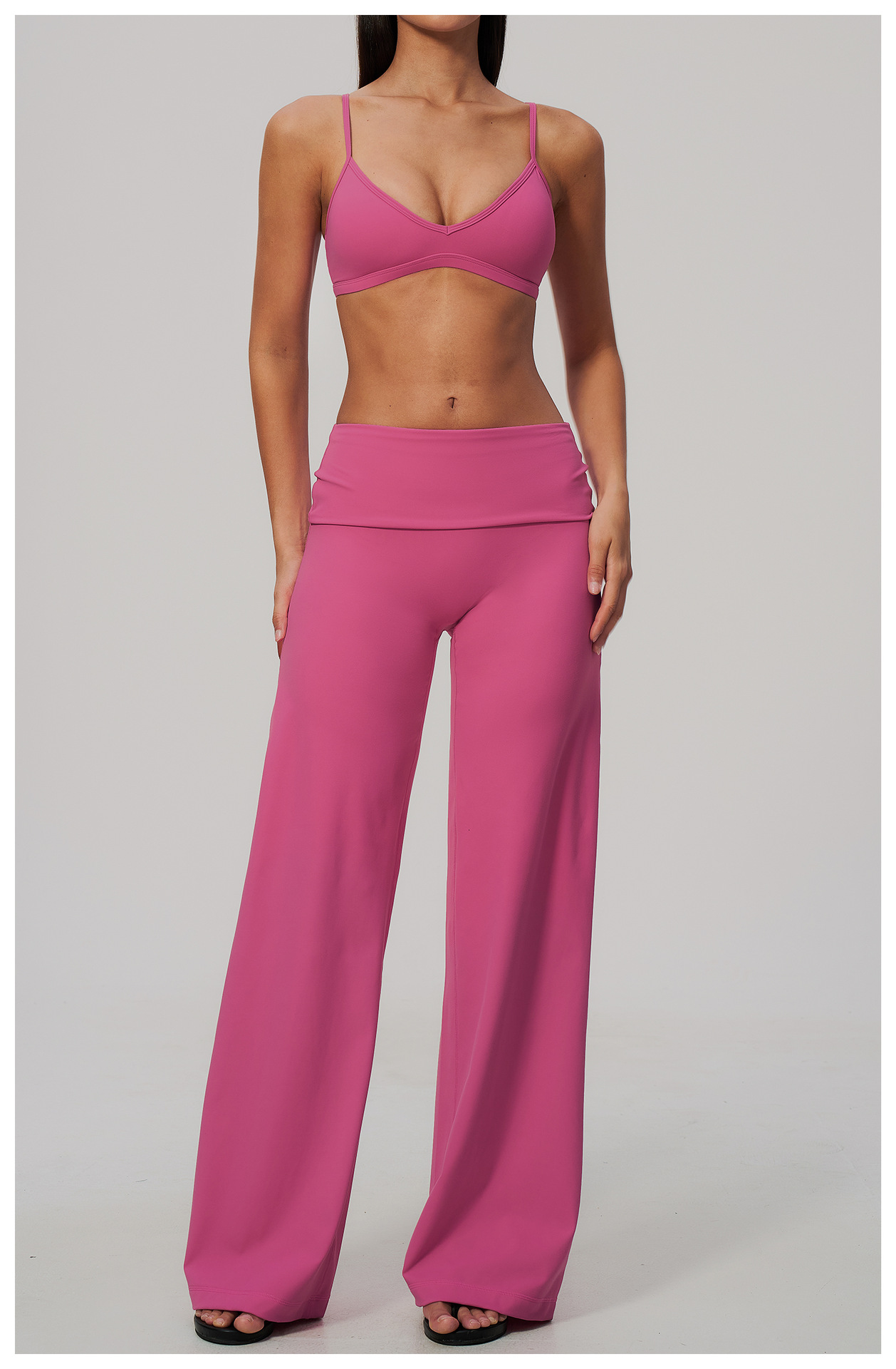 Women's Brushed Fold-Over Waist Wide-Leg Pants
