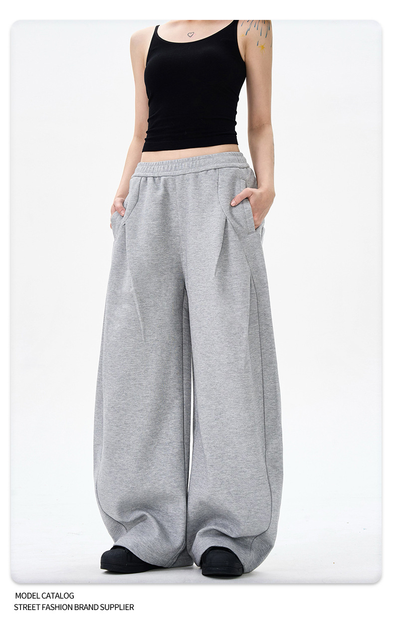 Women's High Waist Drawstring Wide Leg Streetwear Casual Pants