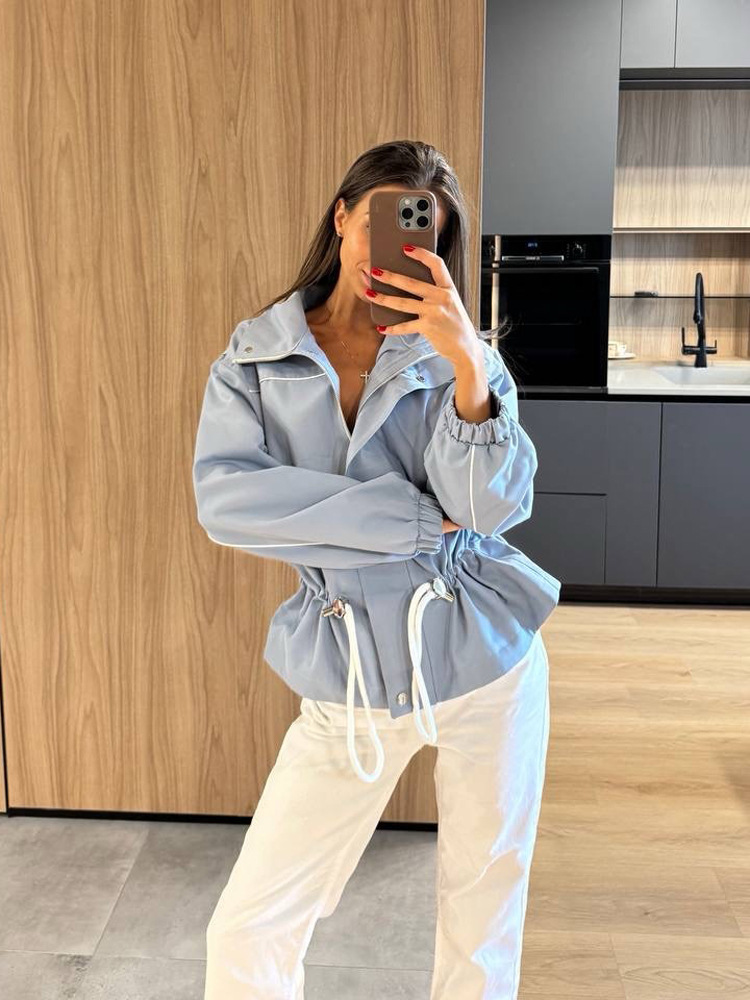 Waist-Cinching Long Sleeve Jacket