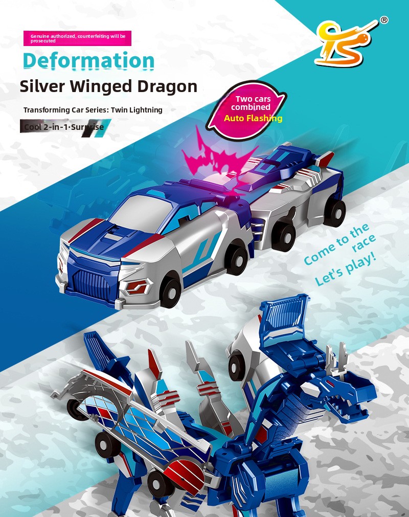 Collision Transforming Dragon Robot Toy Light and Sound Action Figure