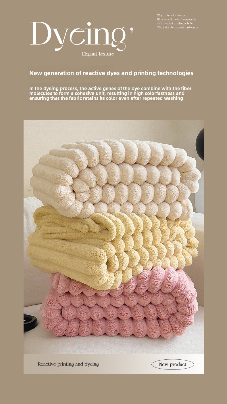 Double-Sided Faux Rabbit Fur Plush Blanket, Solid Color
