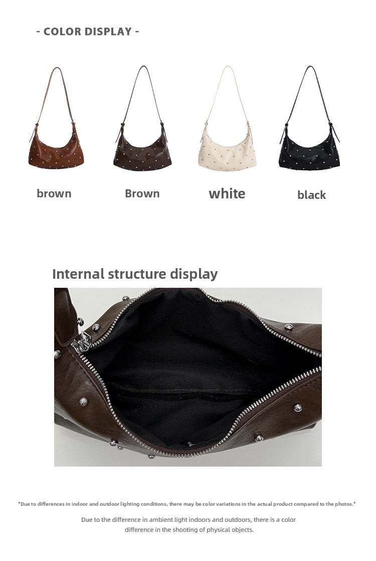 Vintage Rivet Detail PU Leather Crossbody Shoulder Bag