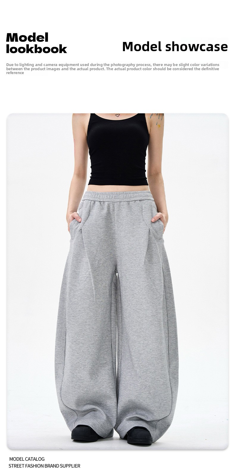 Women's High Waist Drawstring Wide Leg Streetwear Casual Pants