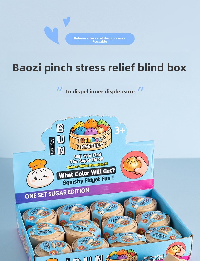 Cartoon Smiley Face Bun Shaped TPR Stress Relief Squishy Toy