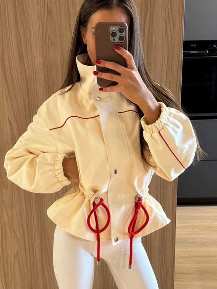 Waist-Cinching Long Sleeve Jacket
