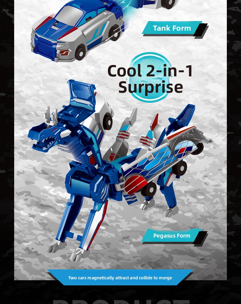 Collision Transforming Dragon Robot Toy Light and Sound Action Figure
