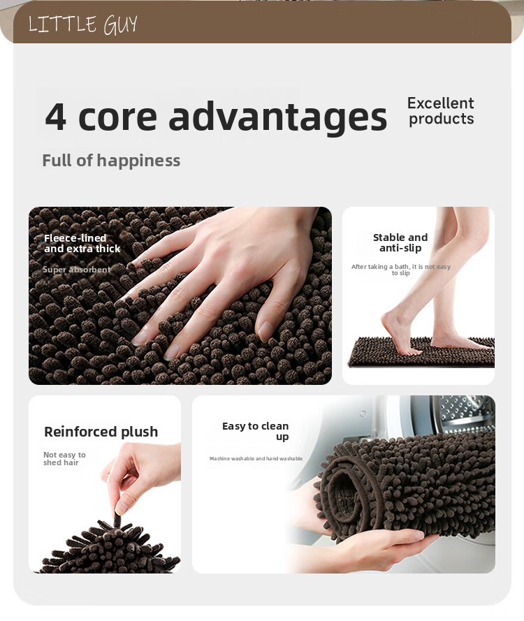 Super Absorbent Chenille Pet Mat Thickened Quick-Drying Non-Slip Dog Mat
