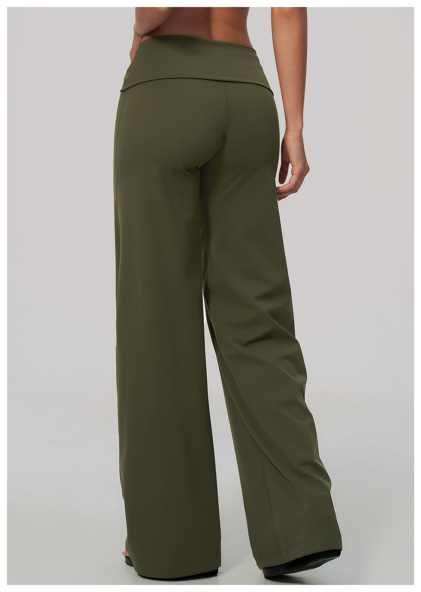 Women's Brushed Fold-Over Waist Wide-Leg Pants