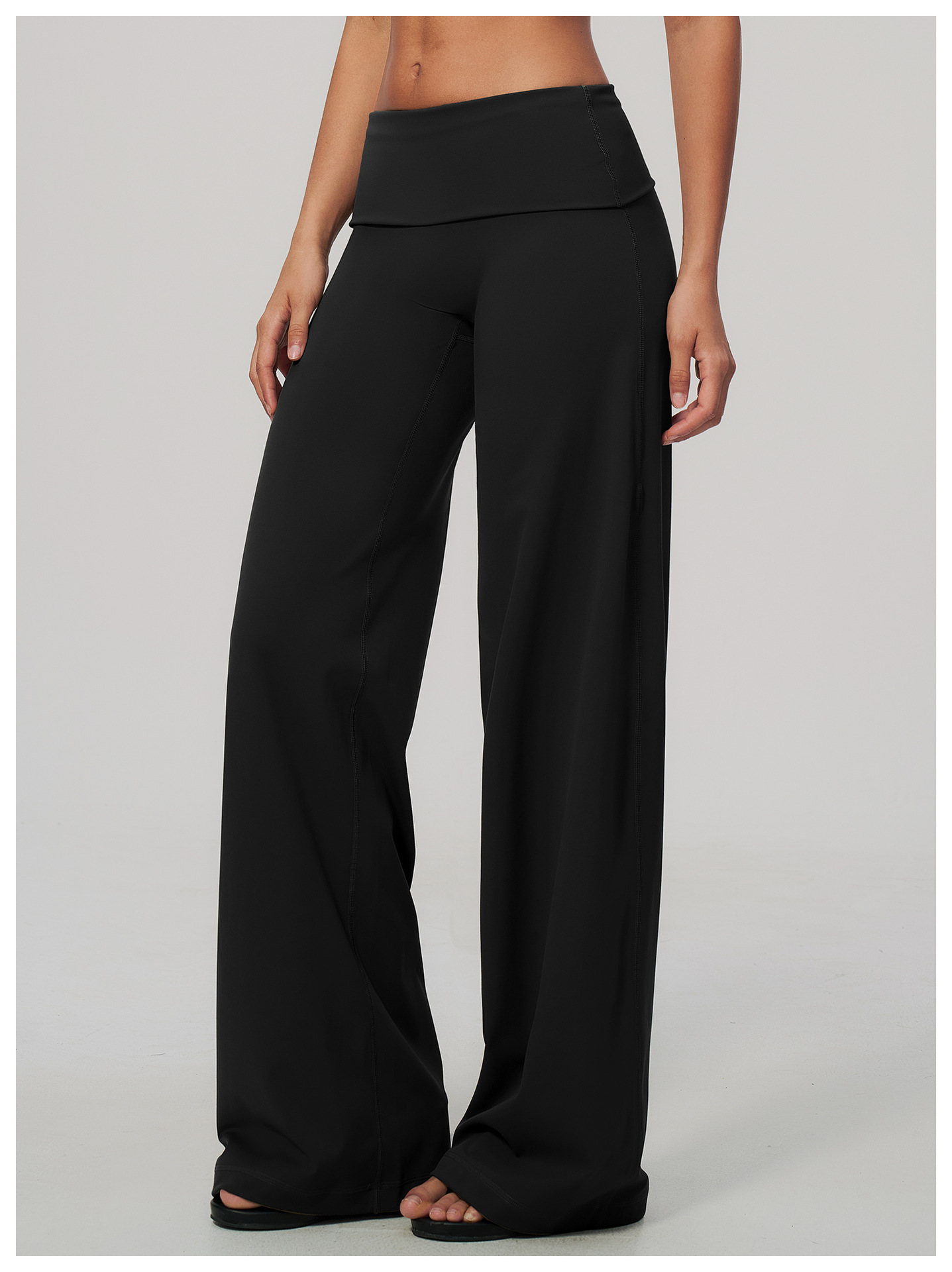 Women's Brushed Fold-Over Waist Wide-Leg Pants