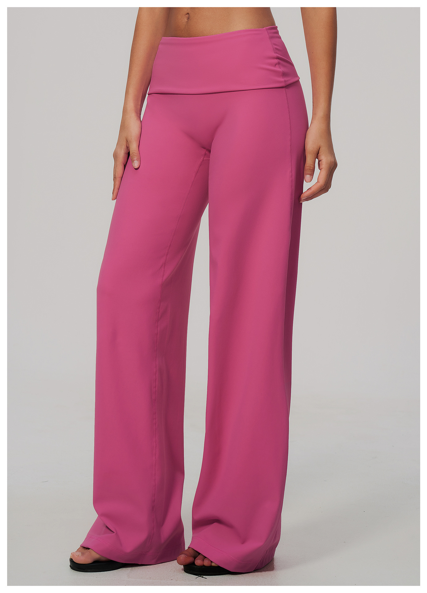 Women's Brushed Fold-Over Waist Wide-Leg Pants