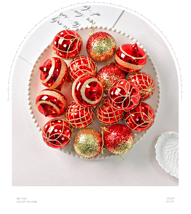 Christmas Hot Exquisite Hand-painted Glitter Sequins Christmas Ball suit Electroplated Shaped Painted Christmas Ball Pendant