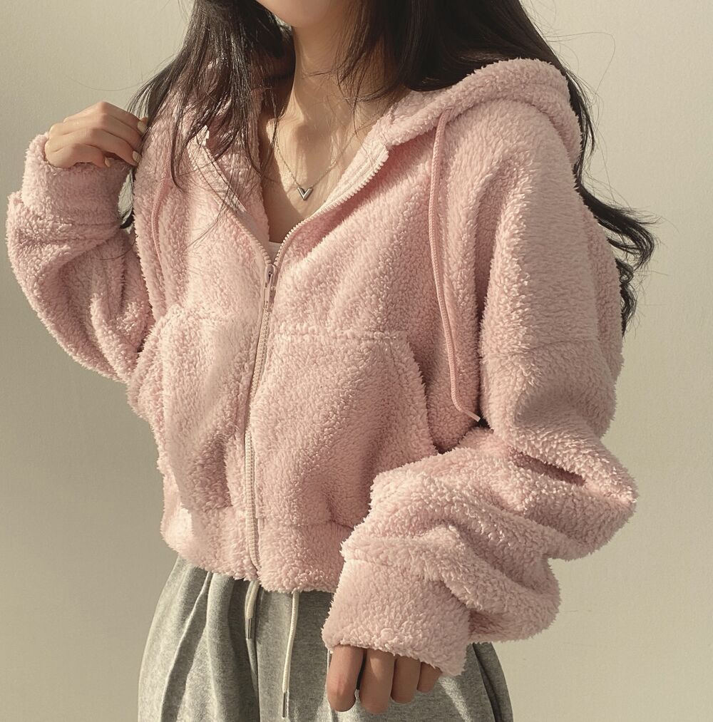 Women's Faux Lamb Fur Hooded Zip-Up Jacket