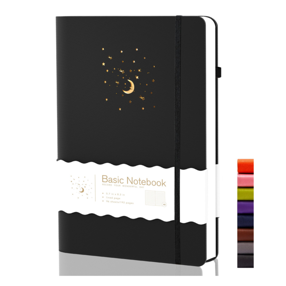 Faux Leather Hardcover Lined Notebook with Elastic Closure
