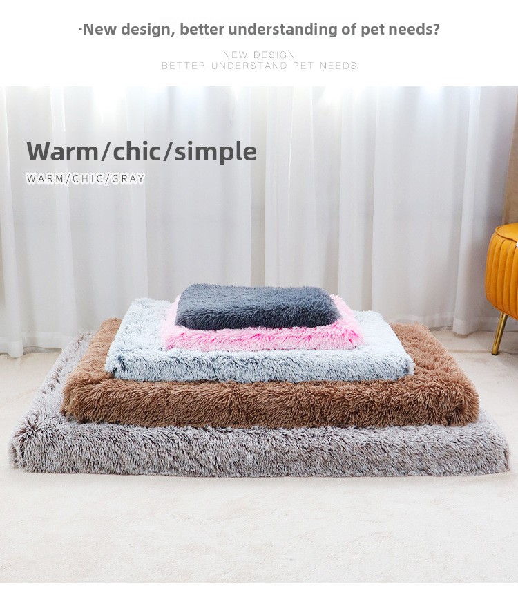 Ultra-Soft Plush Square Pet Bed Mat with Sponge Filling
