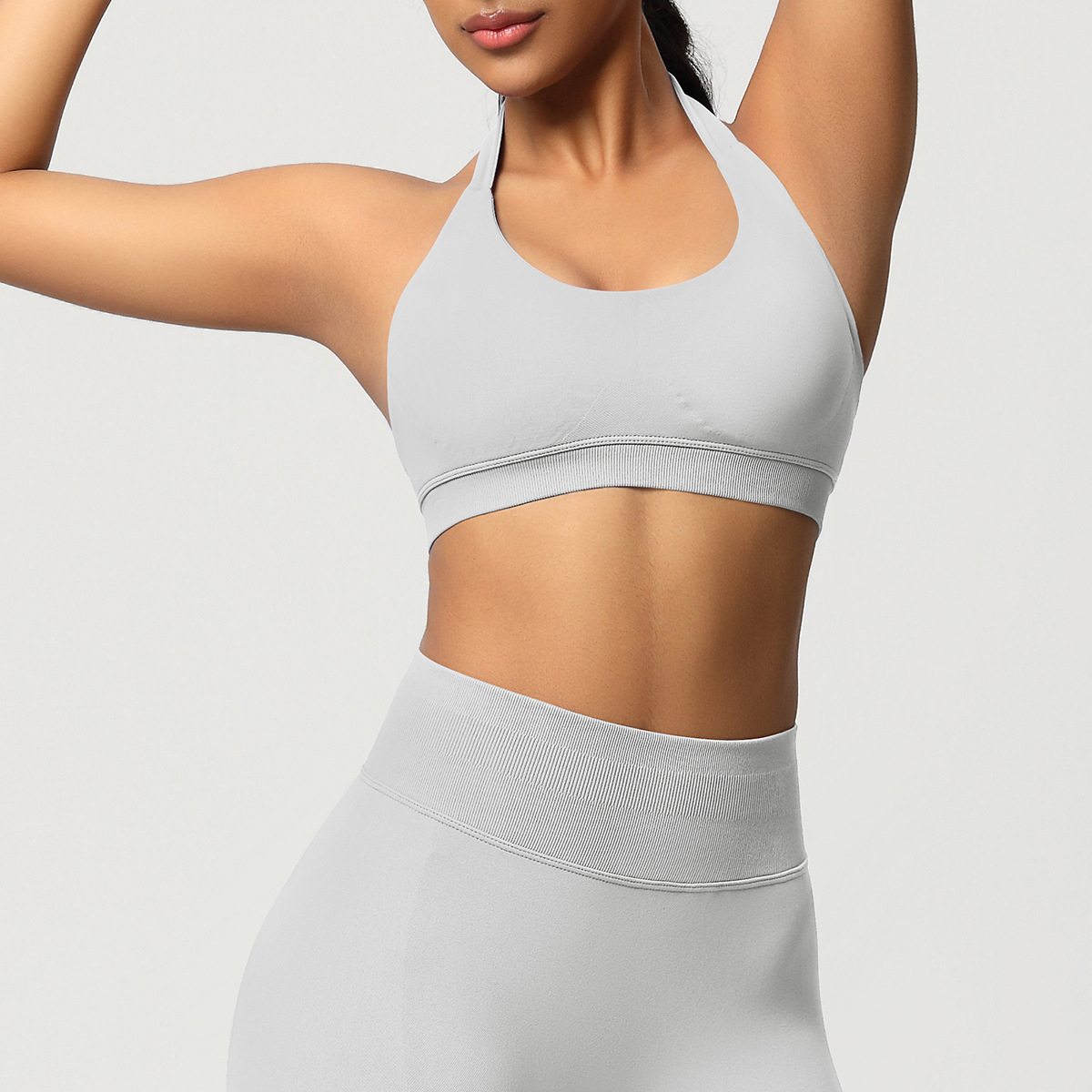 Women's Seamless Bandeau Sports Bra and Leggings Set
