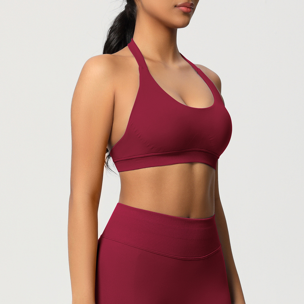 Women's Seamless Bandeau Sports Bra and Leggings Set