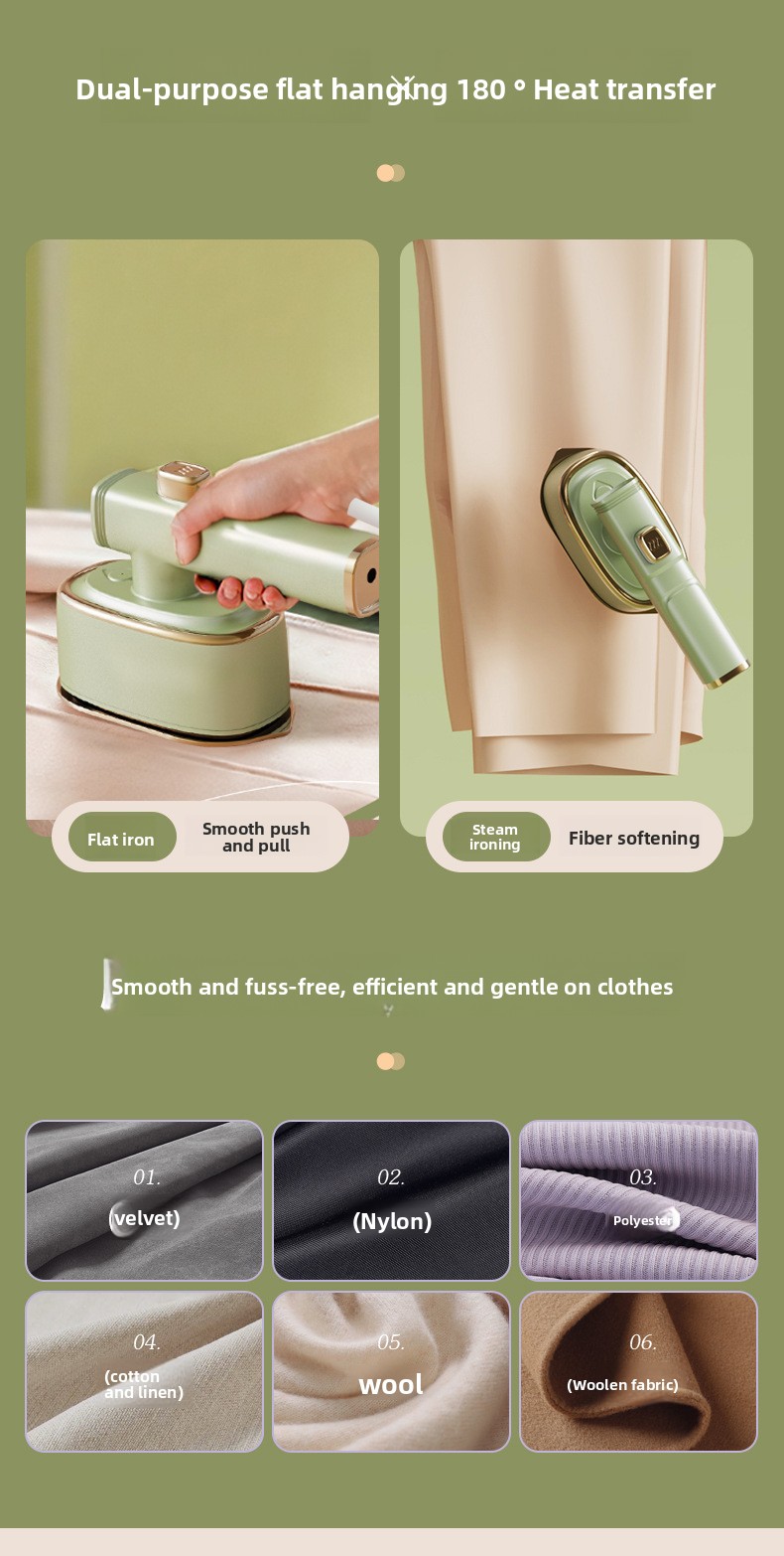 2-in-1 Foldable Handheld Garment Steamer and Iron, Portable Mini Travel Steamer