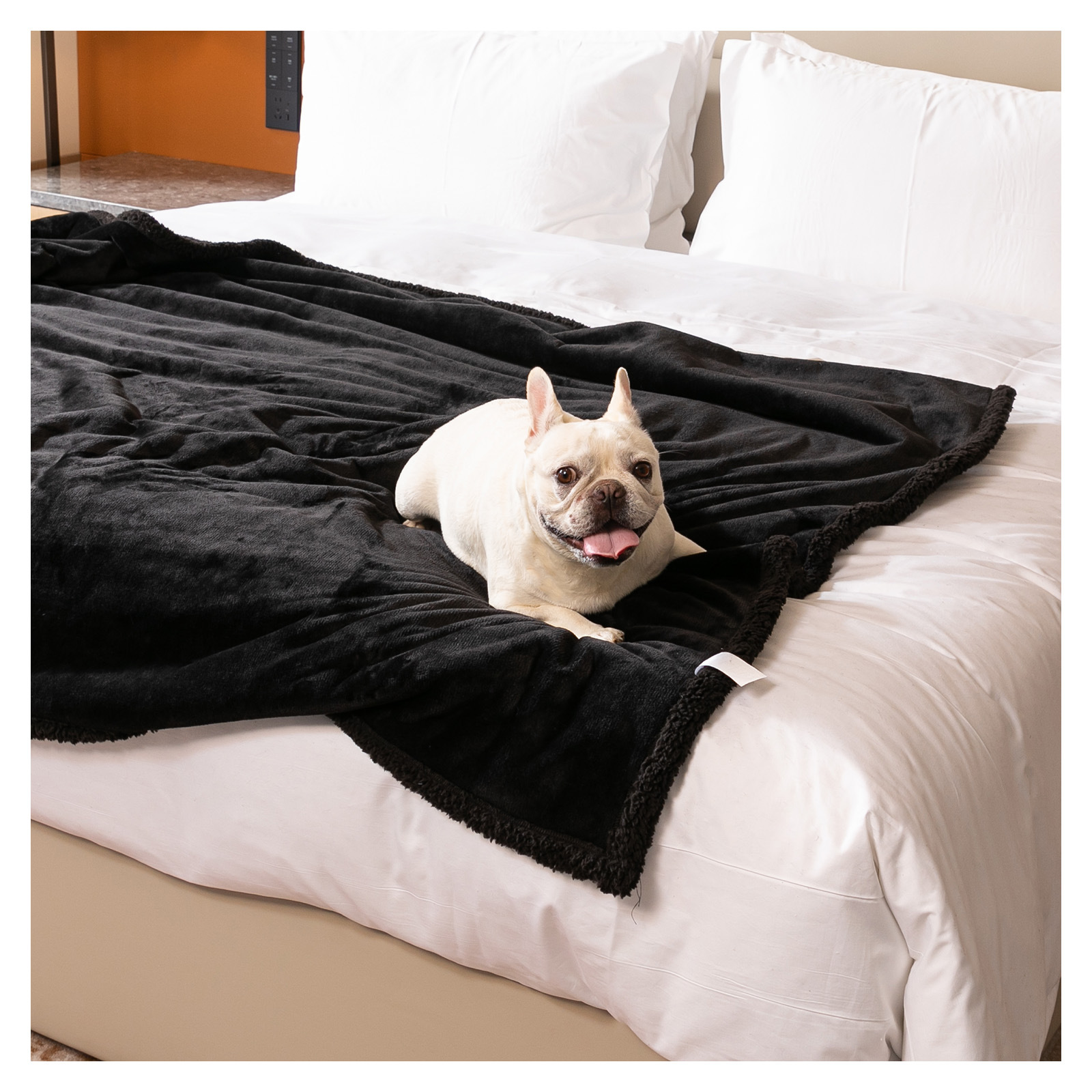 Reversible Flannel and Sherpa Pet Blanket with Lining Layer