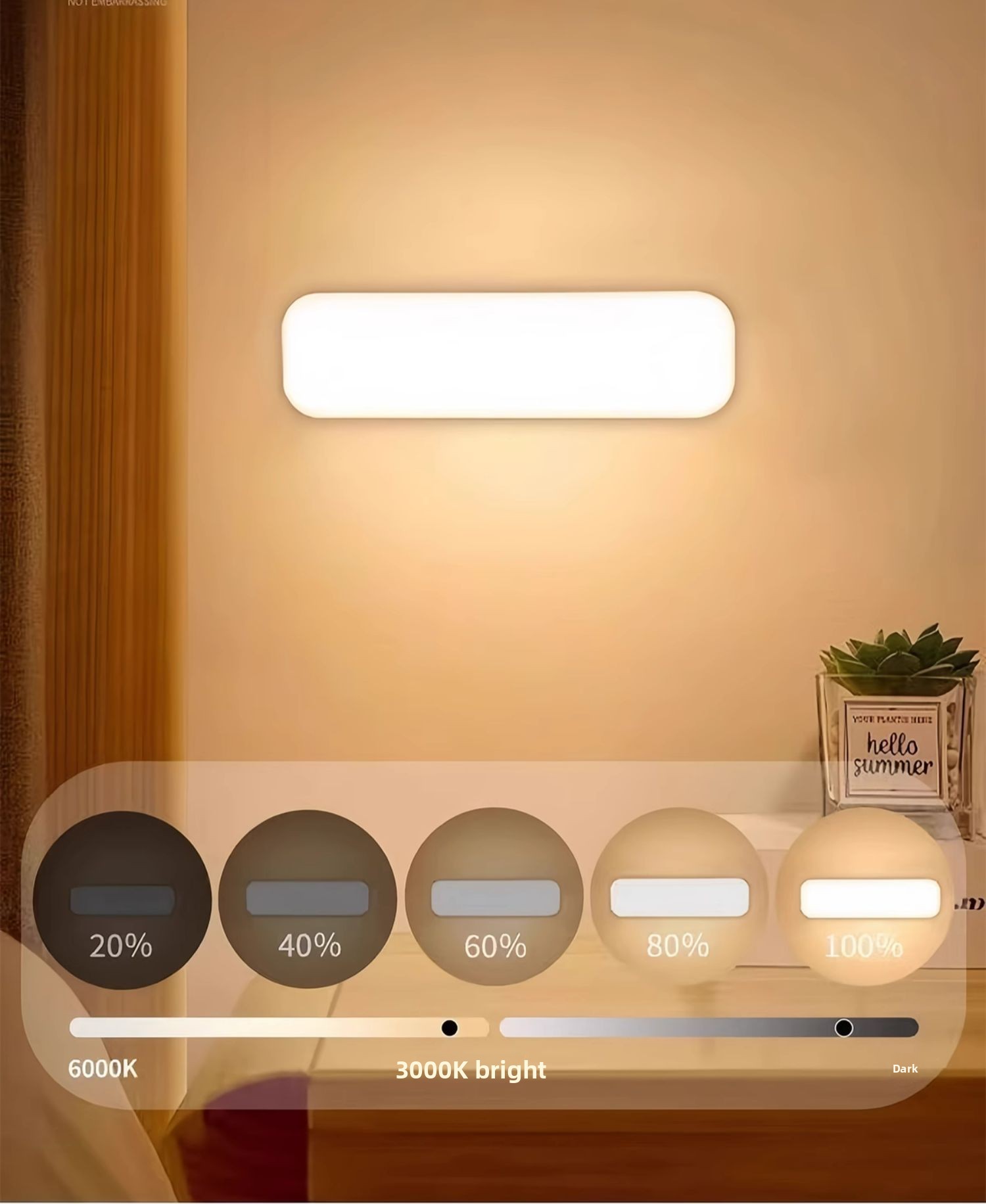 Magnetic Rechargeable 3-Color Dimmable Night Light