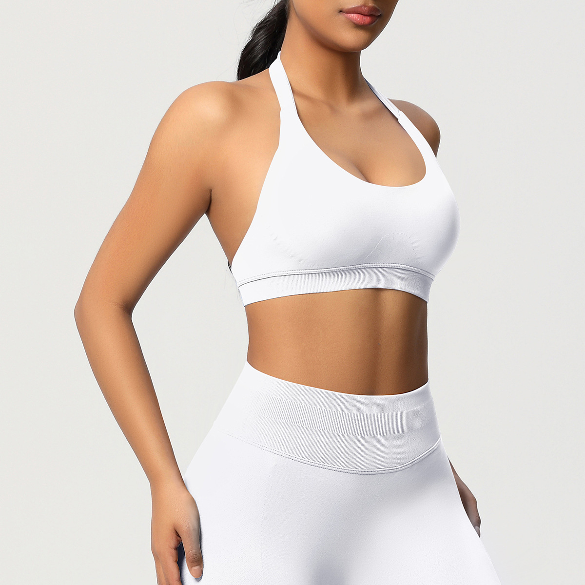 Women's Seamless Bandeau Sports Bra and Leggings Set