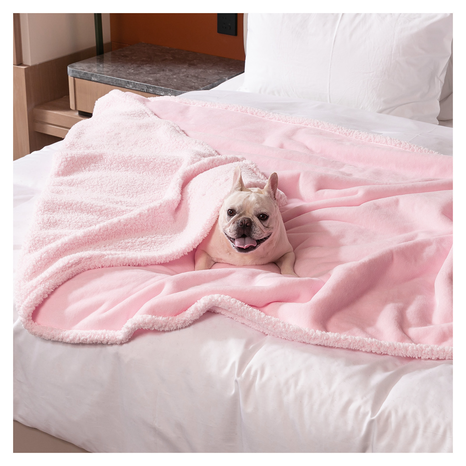 Reversible Flannel and Sherpa Pet Blanket with Lining Layer