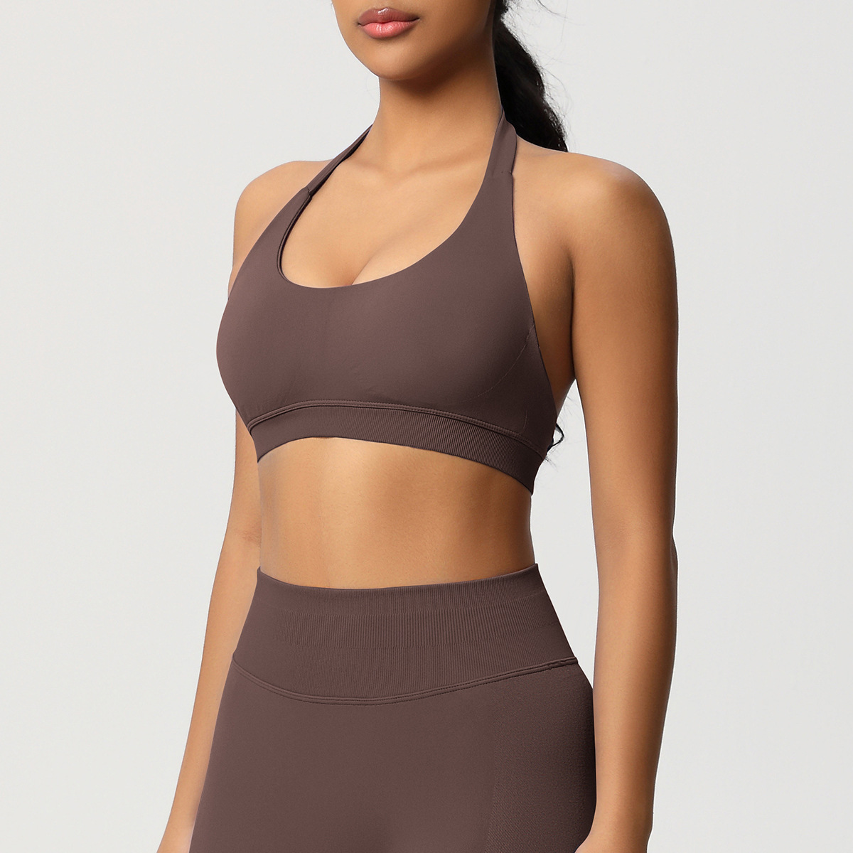 Women's Seamless Bandeau Sports Bra and Leggings Set
