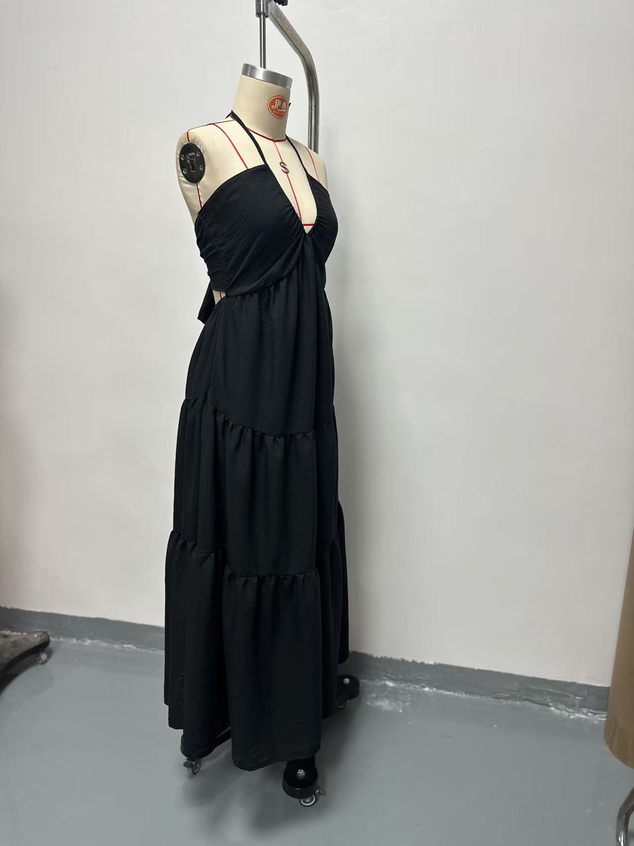 Women's Deep V-Neck Sleeveless A-Line Maxi Dress