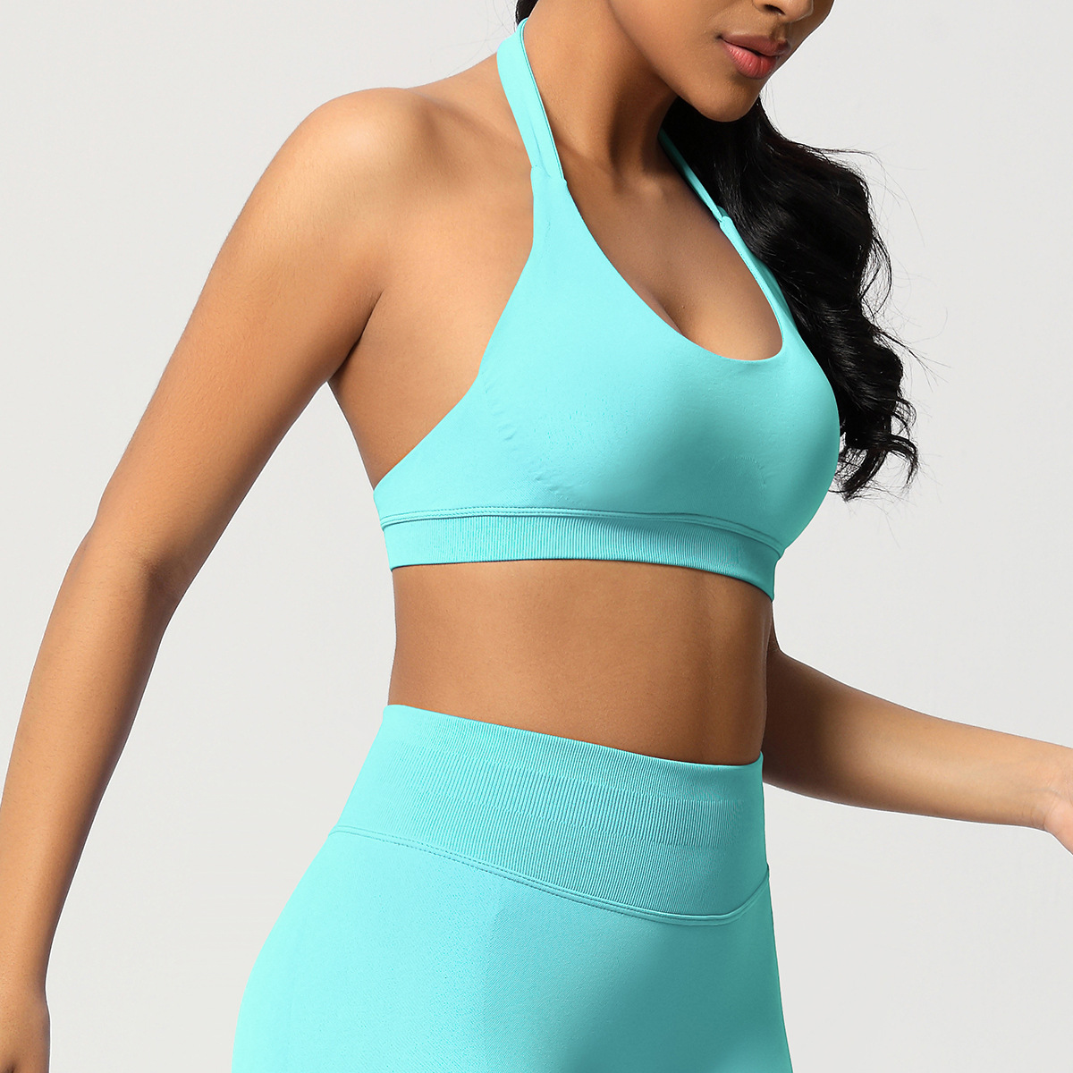 Women's Seamless Bandeau Sports Bra and Leggings Set