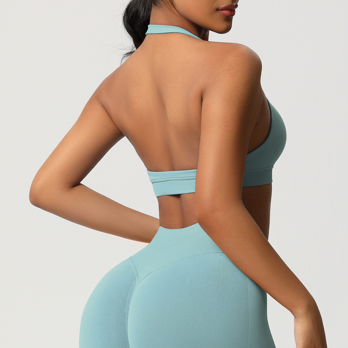 Women's Seamless Bandeau Sports Bra and Leggings Set