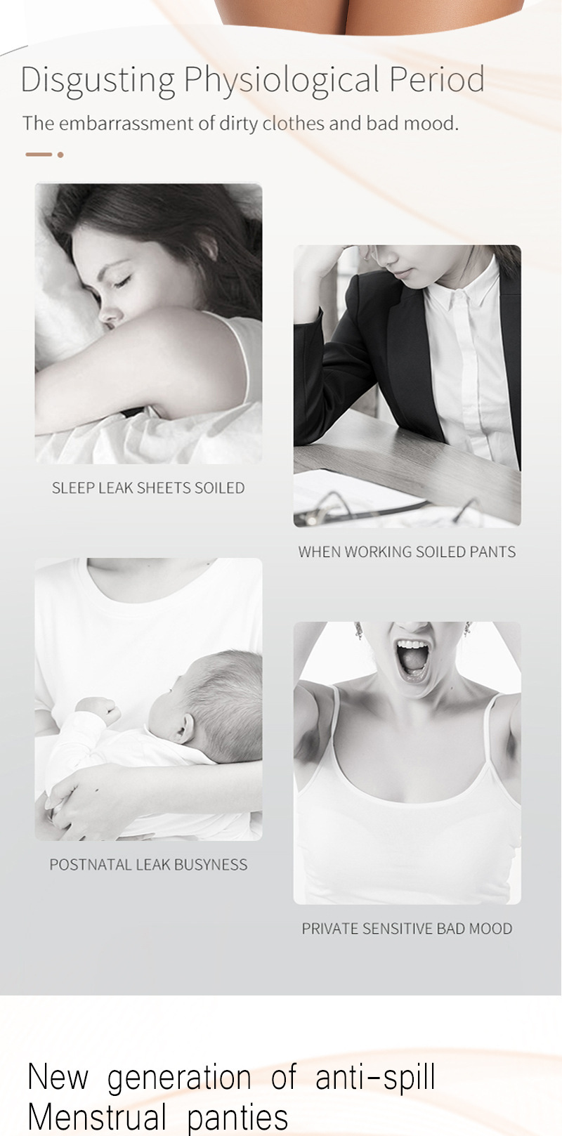 3-layer absorbent breathable period panties for women