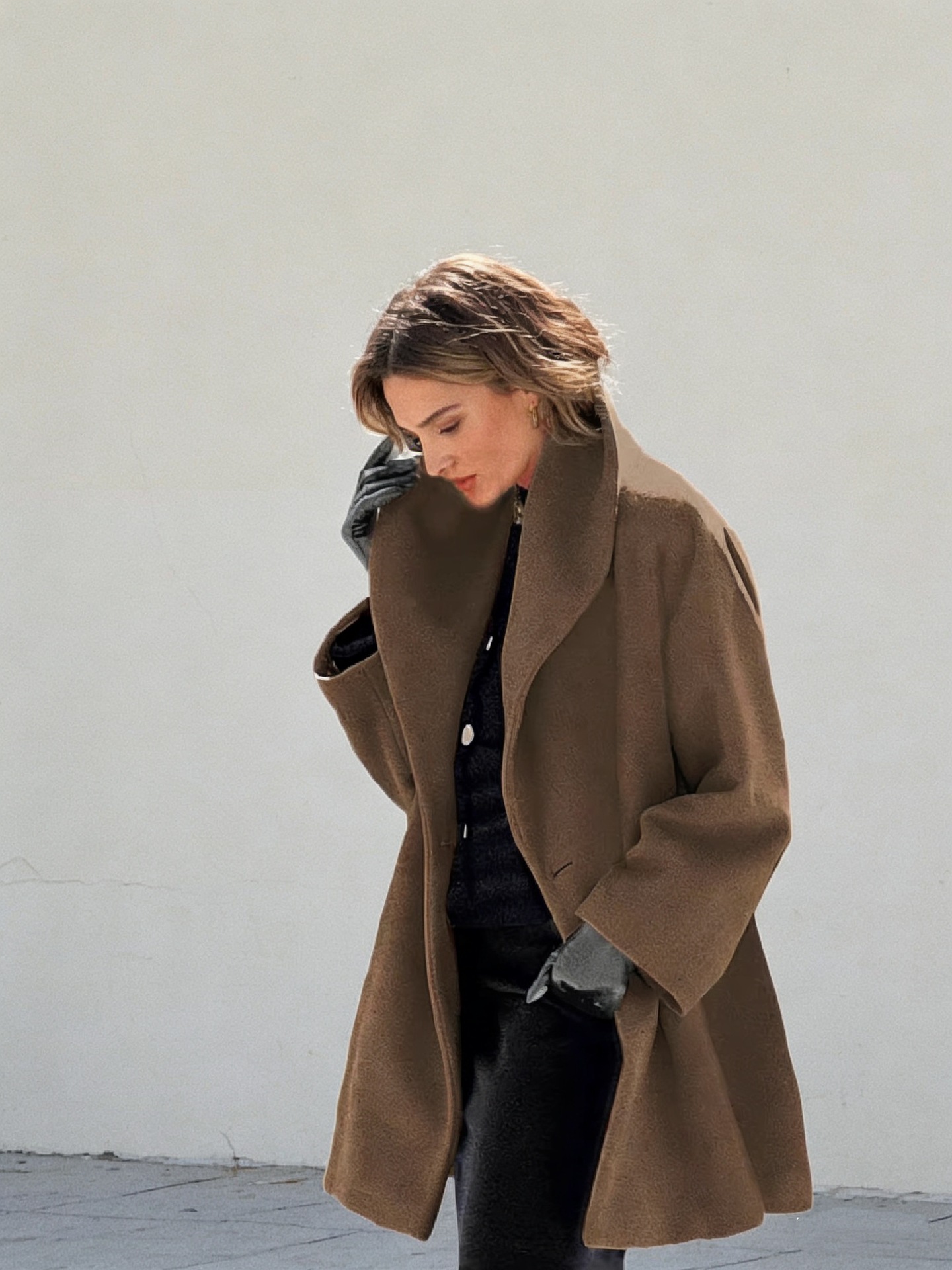 Fashion autumn and winter long multi-color coat loose
