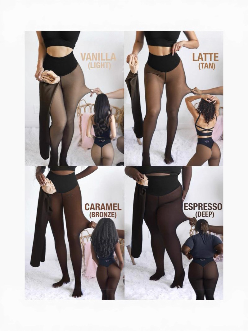Women's Fleece-Lined Sheer-Look Tights with Single-Line Stitching