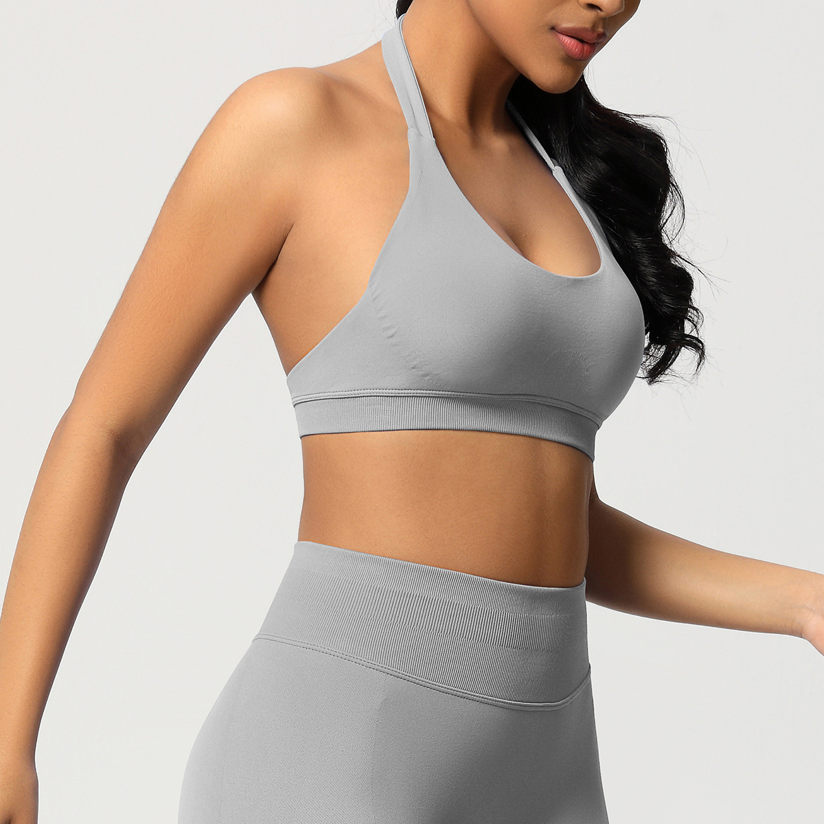 Women's Seamless Bandeau Sports Bra and Leggings Set