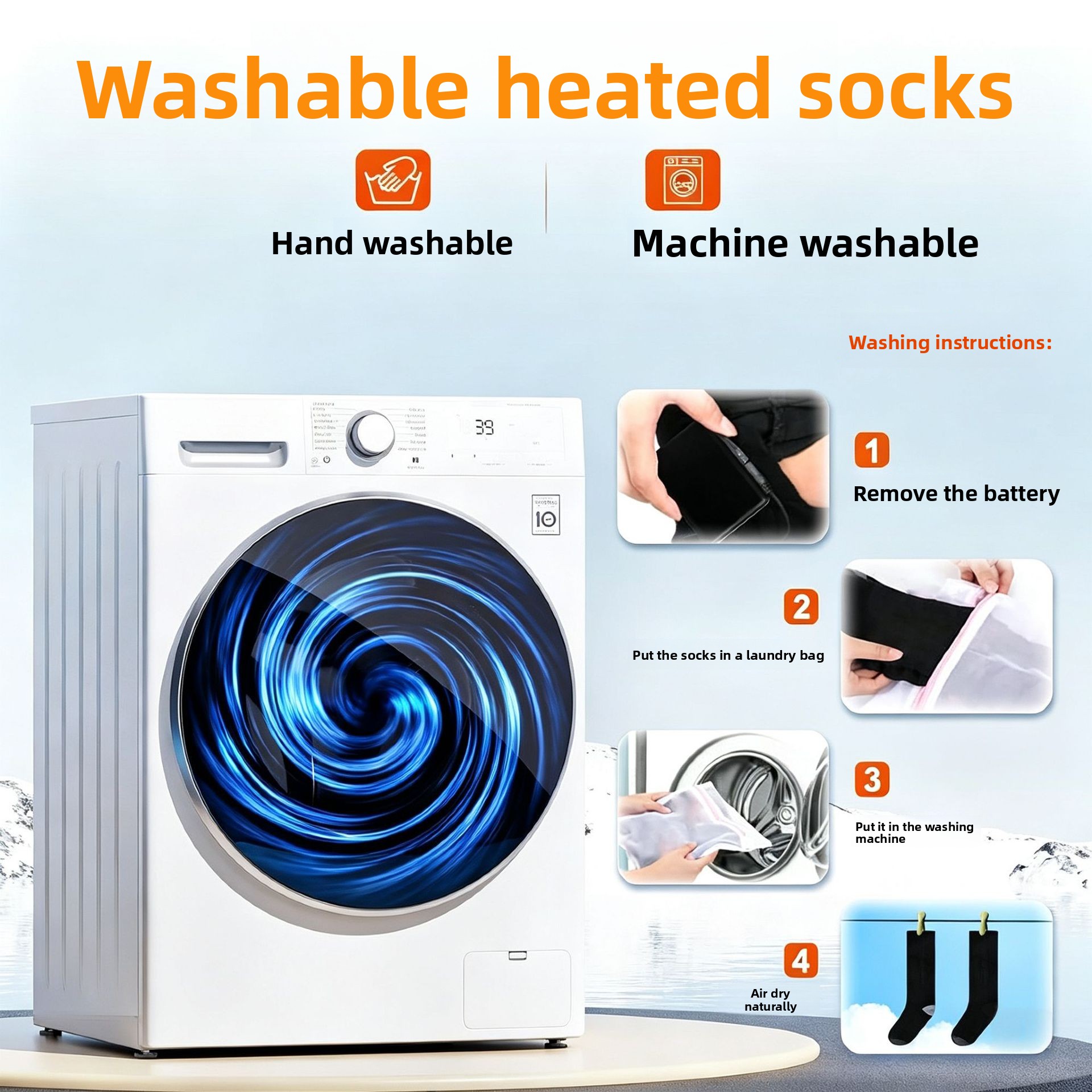 Rechargeable Electric Heated Socks with 3.7V Battery and 3 Heat Levels