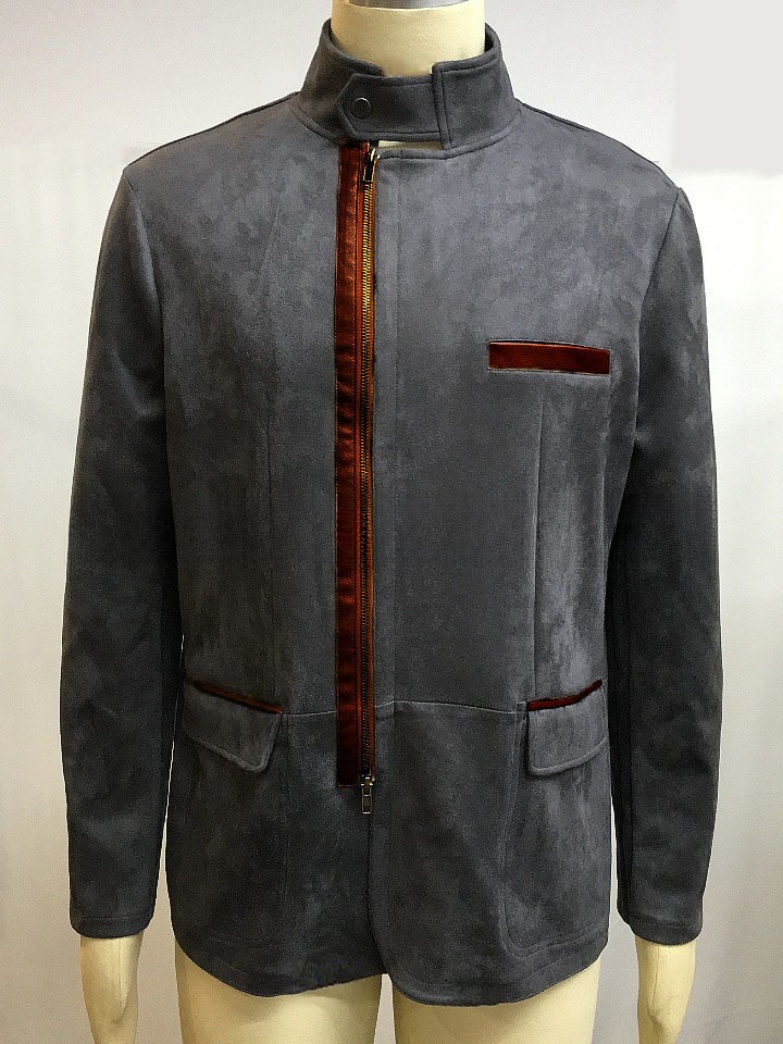 Men's Vintage Stand Collar Zipper Jacket Casual Long Sleeve Outerwear