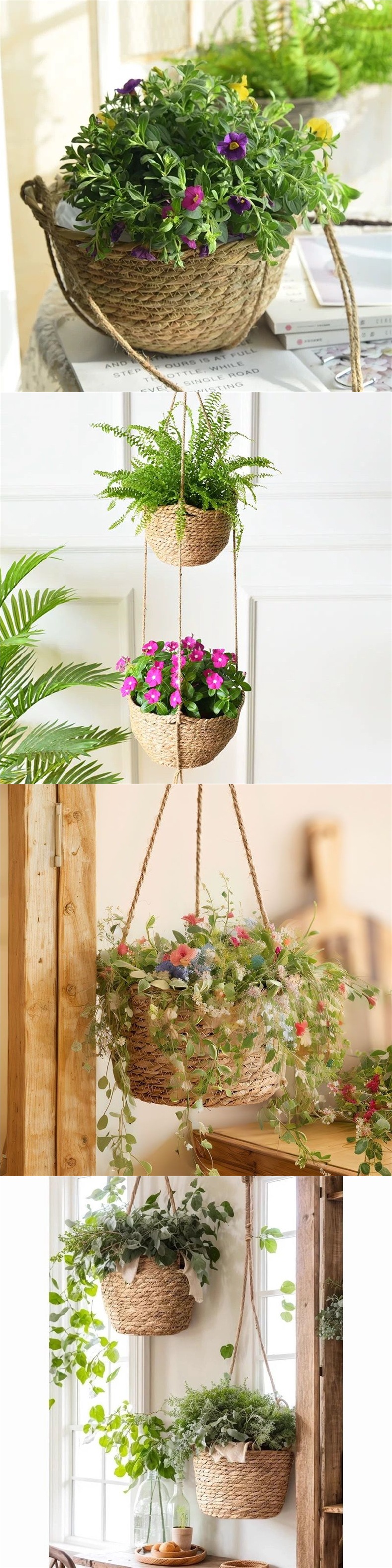 Hand-Woven Natural Vine Hanging Planter Basket for Succulents and Plants