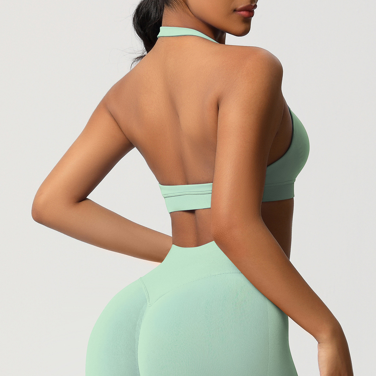 Women's Seamless Bandeau Sports Bra and Leggings Set