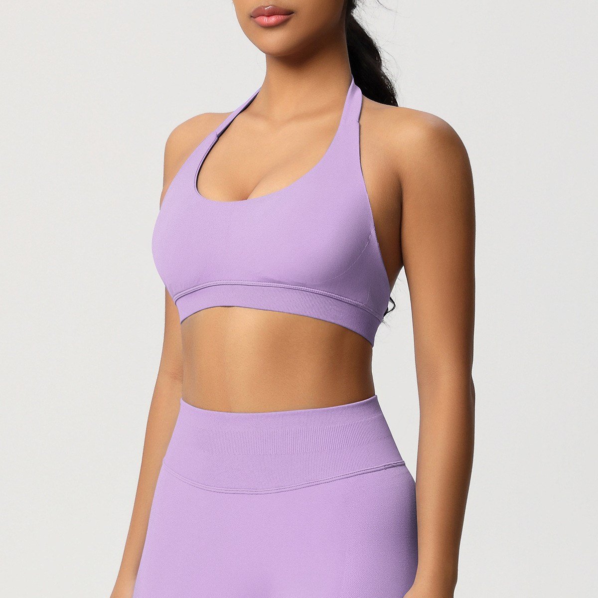 Women's Seamless Bandeau Sports Bra and Leggings Set