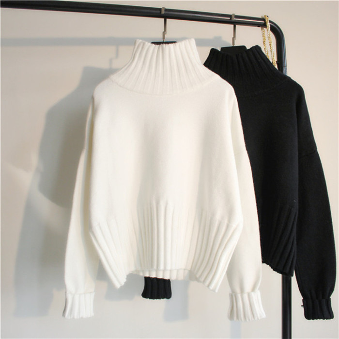 Women's Core-Spun Yarn Turtleneck Knit Sweater, Slim Fit